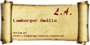 Lamberger Amália névjegykártya